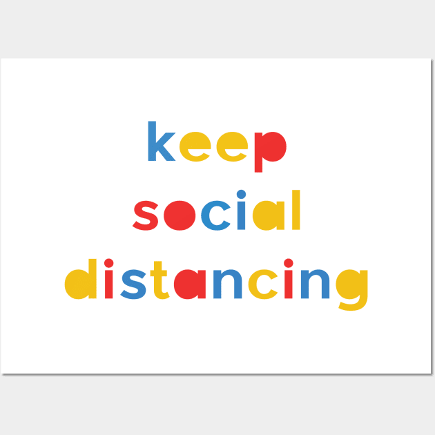 keep social distancing, text Wall Art by grafart